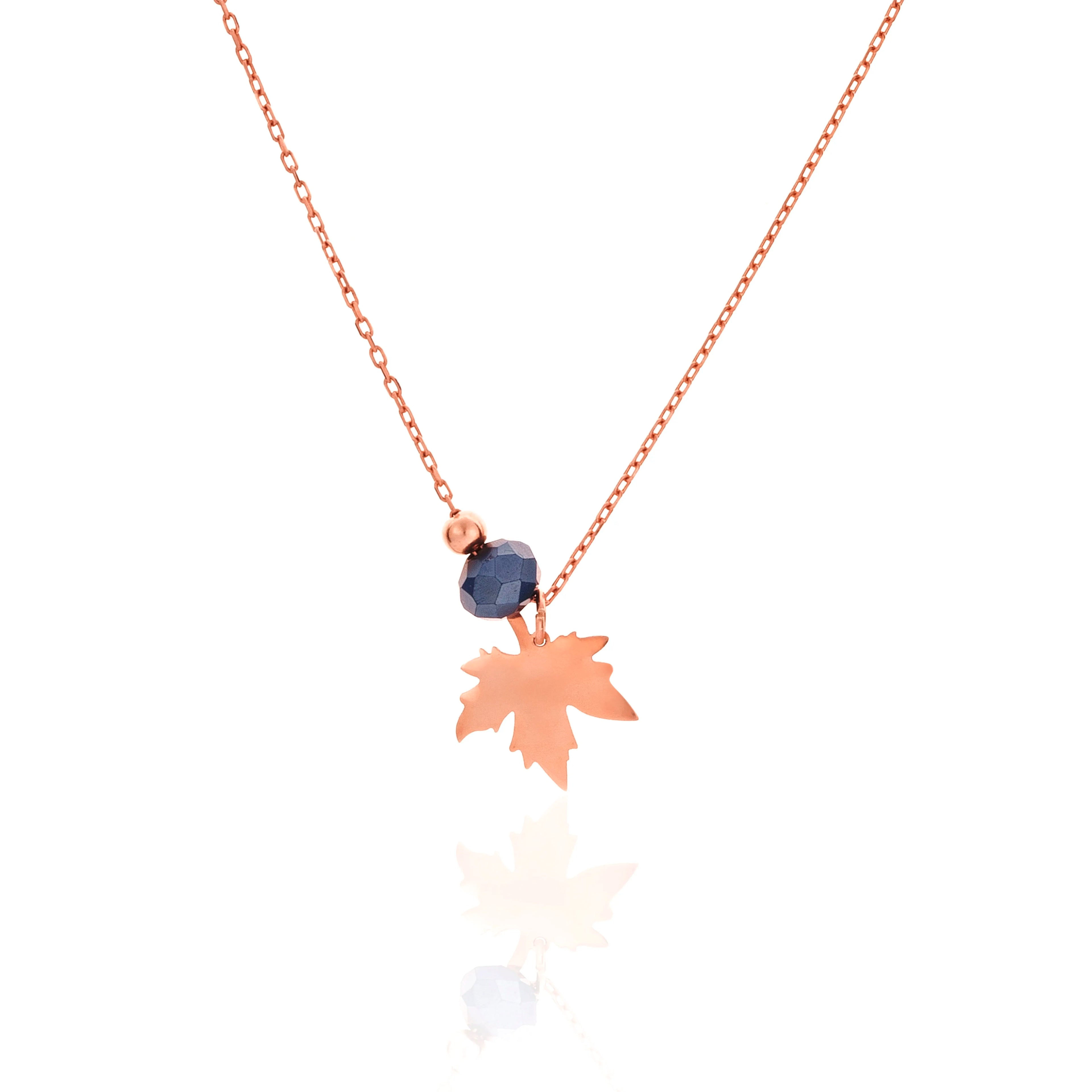 Women's 925 Sterling Silver Crystal Stone Plane Leaf Necklace EMNK1038
