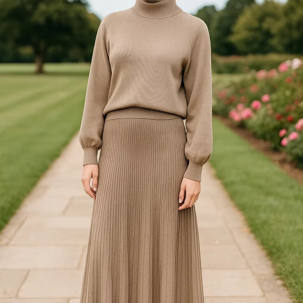 YXW002 2026 Eid Muslim Women Dress Islamic Hijab Traditional Luxury with Knitted Sweater Set Sleeves Long Warm Soft