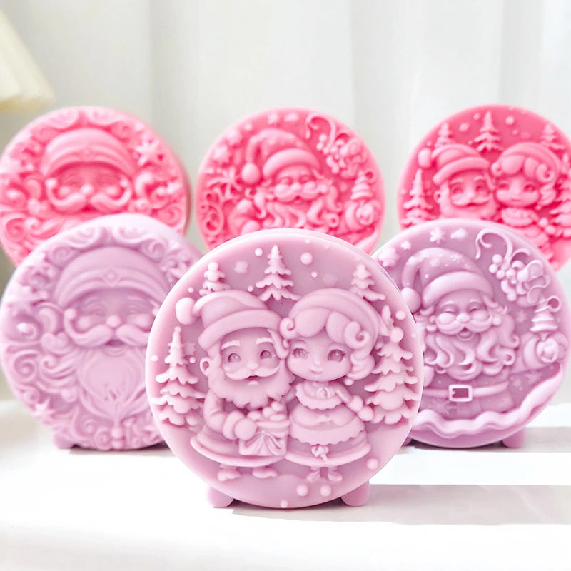 M30 3D Christmas Santa Claus Snowman Candle Mould Candle Soap Silicone Mold