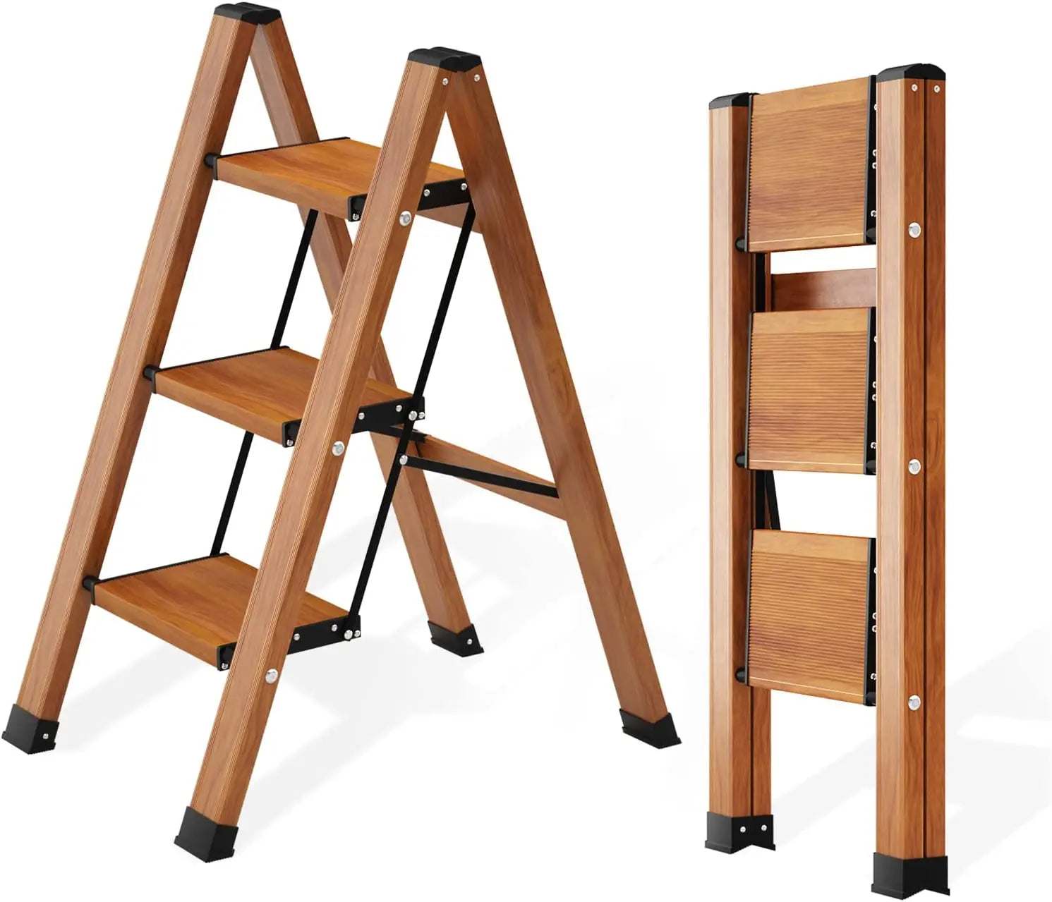 3 Step Aluminum Lightweight Folding Step Stool with 150kg Load Capacity Easy Assembly Wide Anti-Slip Pedal