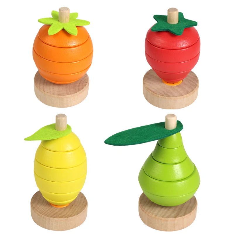The New Building Block Toy Fruit Shape Sorter and Color Stacker Montessori Toys Set for Kids