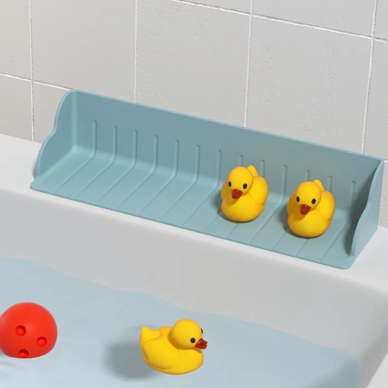 Foldable Caddy Tray Play Area Sink Vacuum Caps Silicone Shelf Corner Bathtub Splash Guard