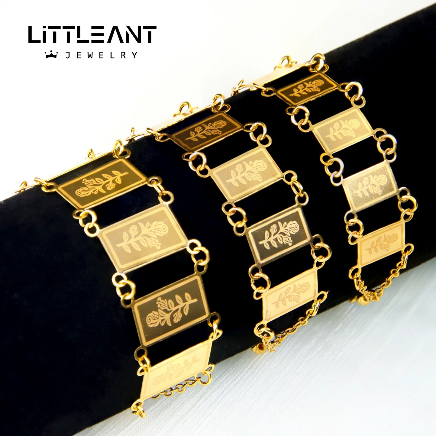 Simple Fashion Arabic Style Bracelet Charms 18k Gold Plated Vintage Brass Cuff Women Bracelet with Rose Pattern