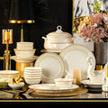 Fine Bone China Charger Dinnerware Dishes Plates Luxury Tableware Set Golden Design Ceramic Plates Dinner Set