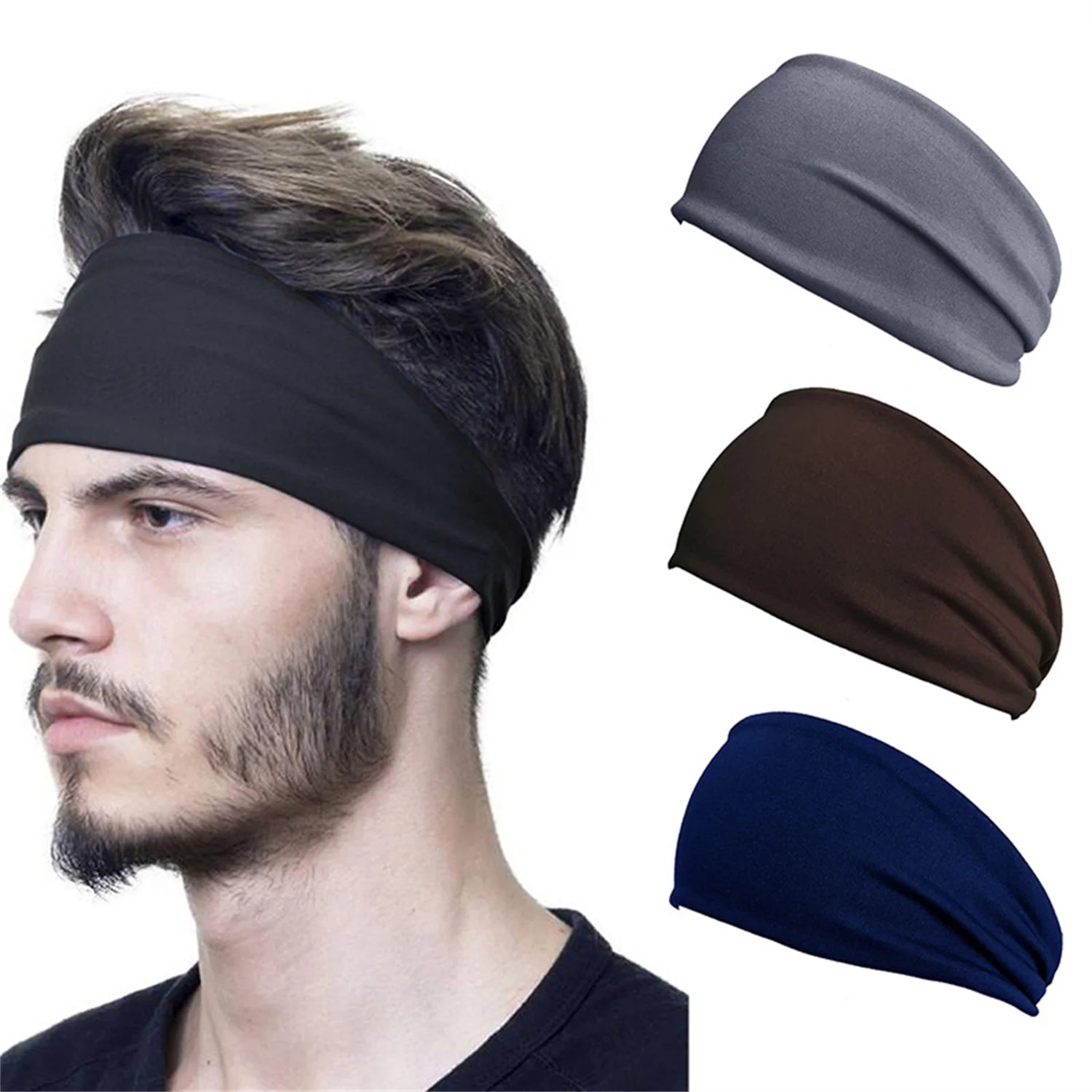 Wholesale Sweatband Headband Solid Color Plain Blank Elastic Head Band for Yoga Fitness Workout Sports Running for Athletes