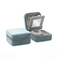Plush Velvet Travel Jewelry Box Organizer Small Jewelry Box for Women Earring Organizer with Mirror
