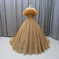 Jancember MZ0005 Glitter Golden Ruched Evening Party Gowns Dresses for Girl