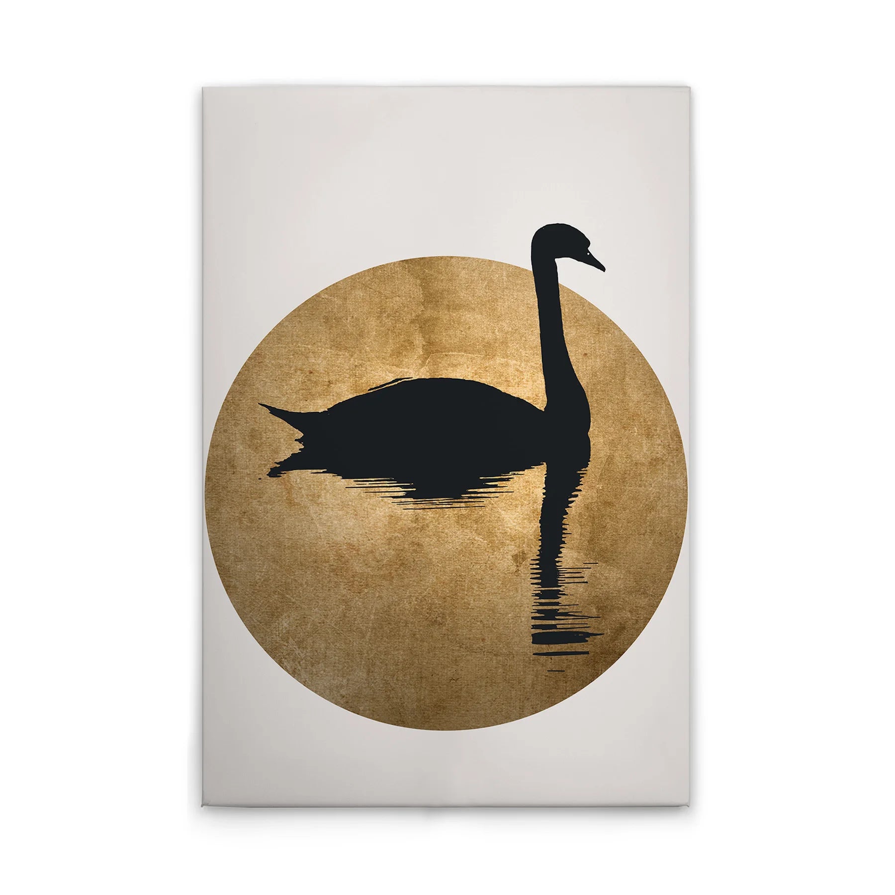 Made in Germany Modern Design Home Decor Canvas Wall Mural Swan Black Gold Cream Stretcher Frame Hanging Wedding