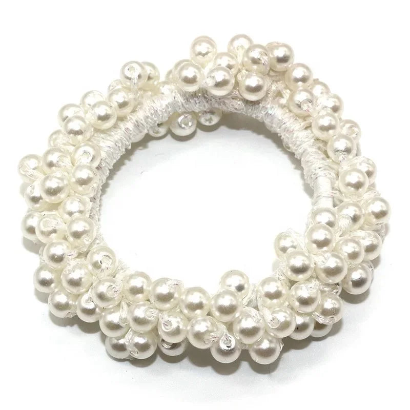 2024 Fashion Dual-use Pearl Rubber Bands Hair Tie for Women High Stretch Elastic Multi-color Beaded