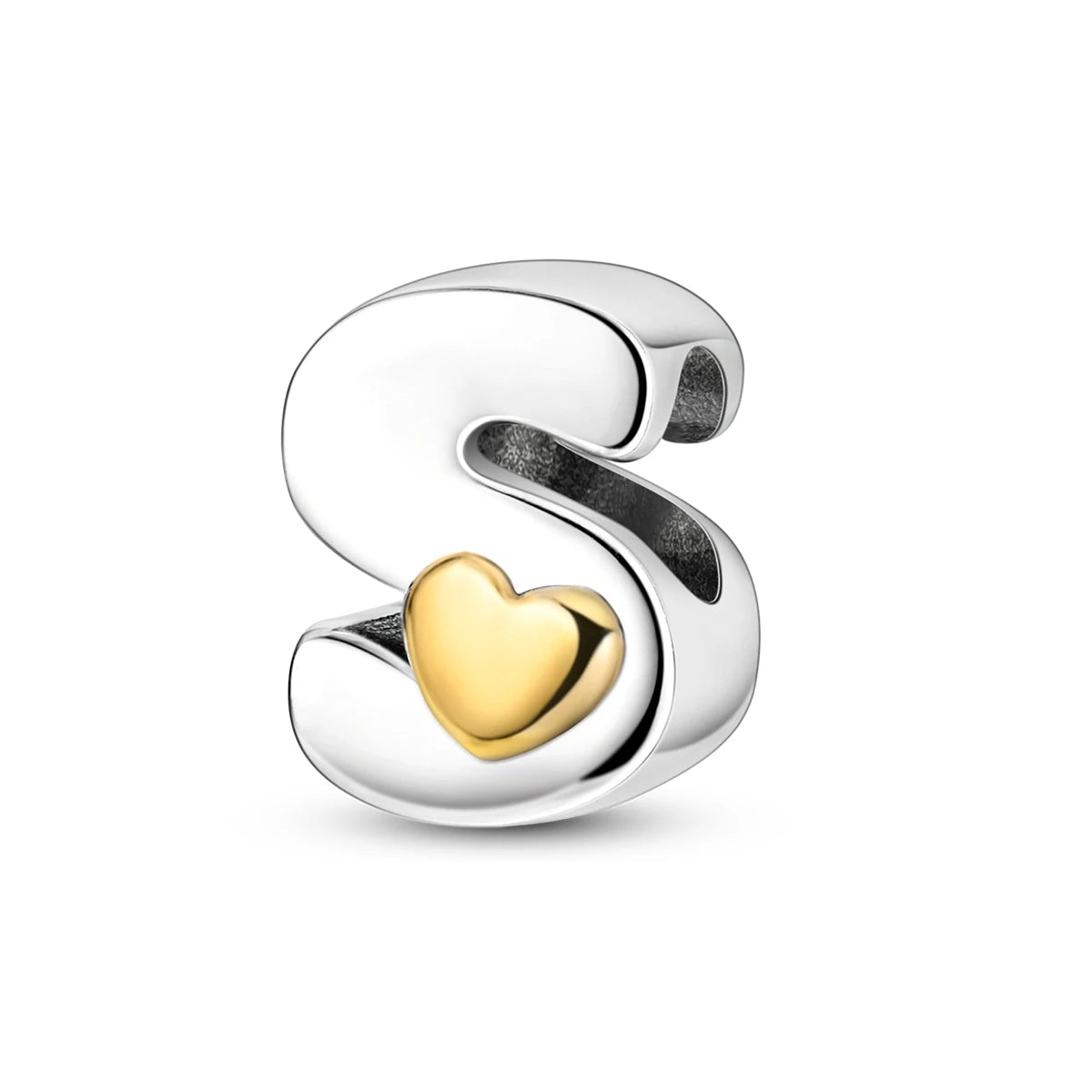Silver Fashion Letter Series-Letter S Charms Beads Fit Pan Bracelet With Heart Classic Jewelry for Children Weddings Party