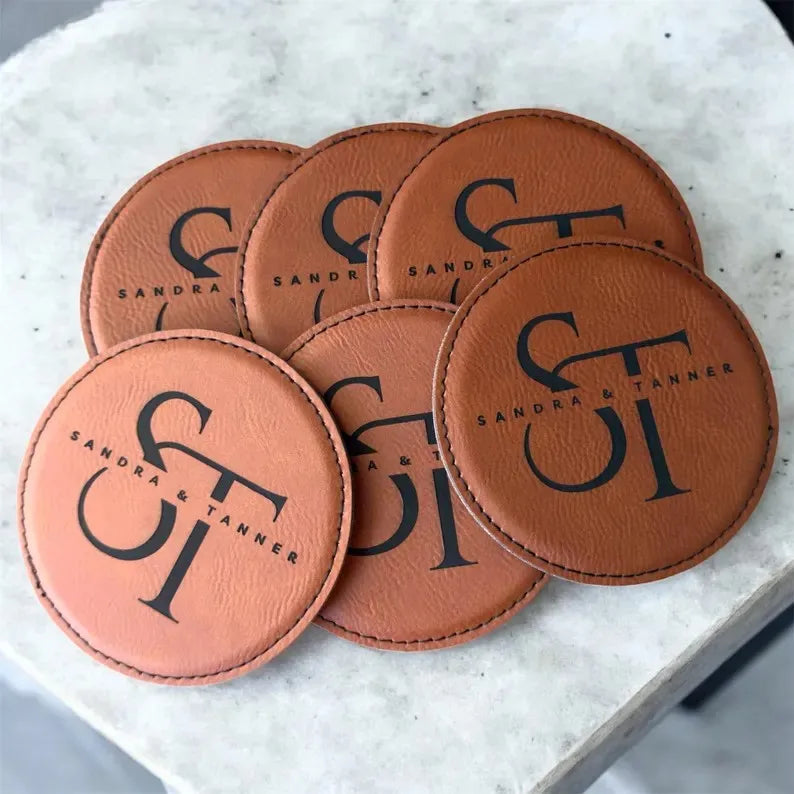 Mineti MLCH Blank Laserable Leatherette Personalised Custom Coasters Holiday Housewarming Gifts Engraved Home