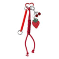 Mengda Delicate Sweet Cool Fashion High Appearance Level Strawberry Cherry Leopard Love Rope Key Chain Bag Charms