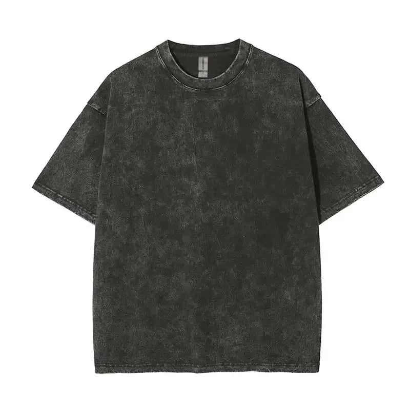 OEM Customized Logo Design 260g Drop Shoulder Pure Cotton T-shirt Retro Washed Men's Round Neck Short Sleeve t Shirt