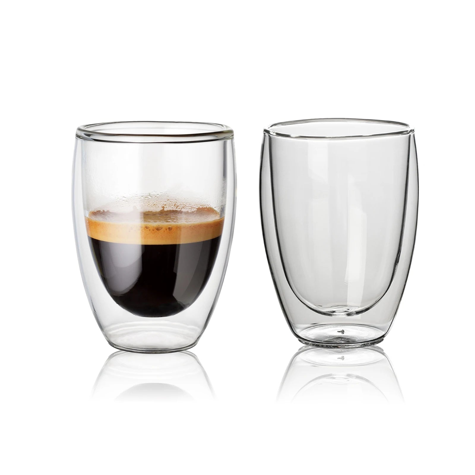 Low MOQ Samples Stocked High Borosilicate Double-Walled Glass Mugs 80ml 250ml 470ml Portable Coffee Cups Cute Design No Handle