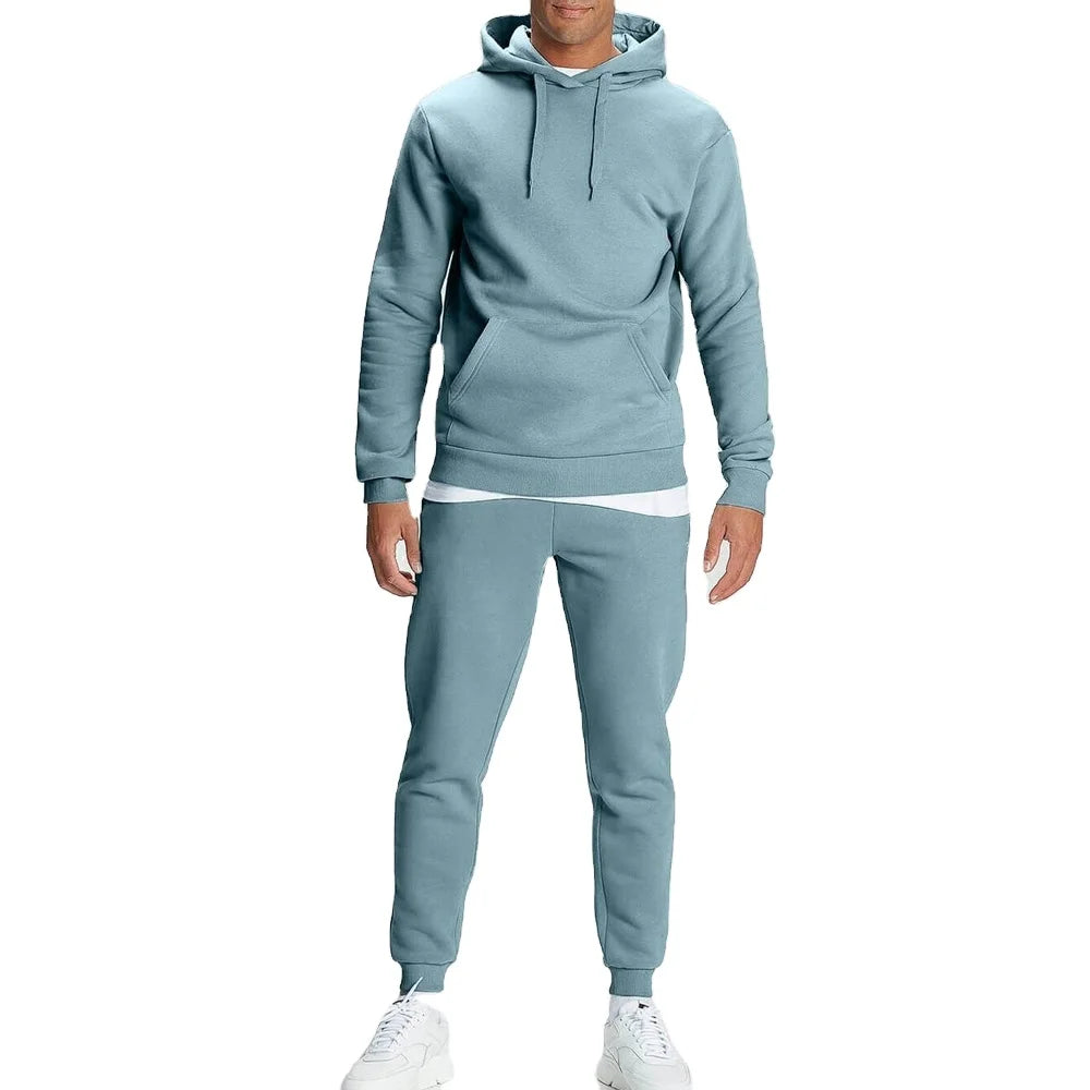 Acid Washed Custom Heavyweight Cotton Thermal Street Style Hoodie and Sweatpants Set 2 Pieces Printed Vintage Sweatsuits for Men