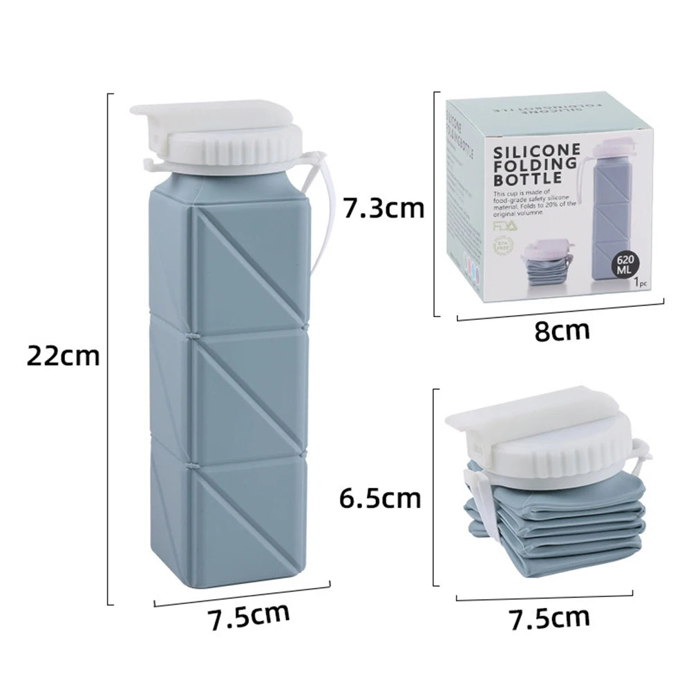 Factory Travel Portable 620ml Silicone Folding Cup with logo Water Cup BPA Free Silicone Camping Hiking Water Bottle 21 oz