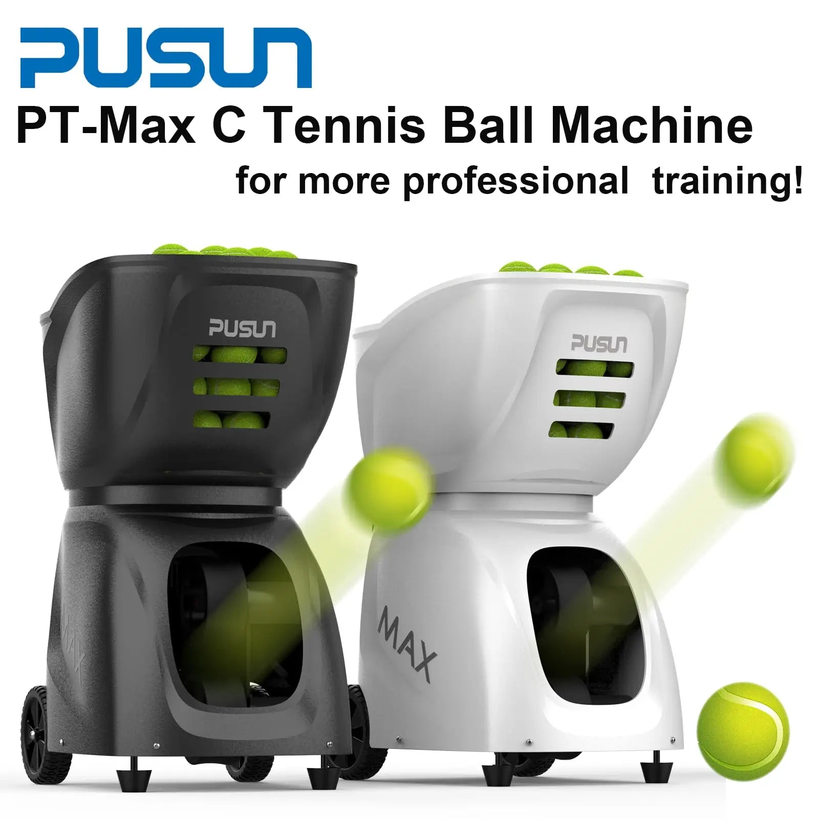 Popular Models AI Automatic Tennis Ball Machine Launcher PUSUN Tennis Machine Tennis Launcher with APP Remote Control