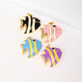 QIKU Wholesale Gold Plated Enamel Fish Charms with Zircon Lucky Fish Pendants for Jewelry Making Bulk