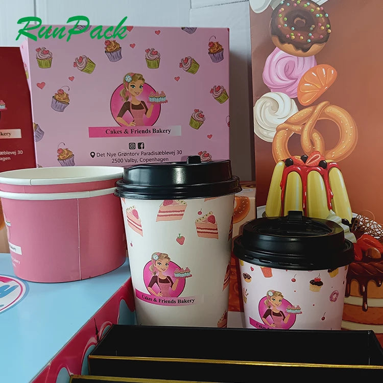 China RNUPACK Wholesale Paper Disposable Cup for Coffee Budget-friendly Biodegradable Paper Cups with Lids and logo Print