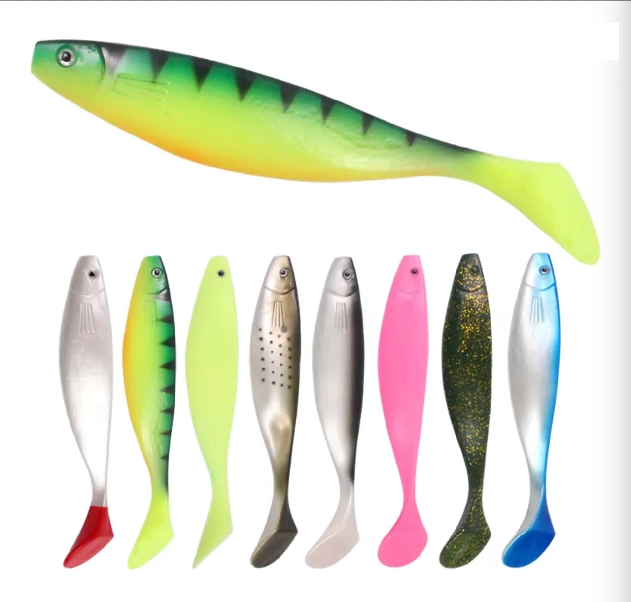 65g 23cm Big Soft Bait T-Tail Fish Lure PVC Material with Lead for Sea Fishing in Streams Plastic Shad Fishing Lure