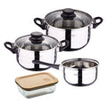 Toledo 5pc cookware set suitable for induction + Bergner NATURALLY 650ml airtight borosilicate glass container
