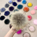 Wholesale Large Pom Pom for Beanie Hats Snap on Fluffy Raccoon Fur Pompom Detachable Natural Raccoon Fur Ball