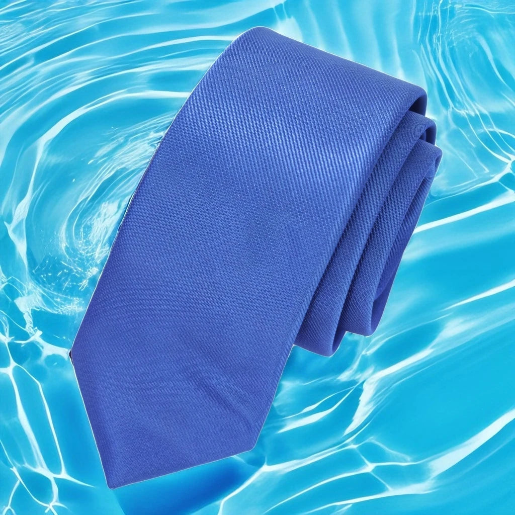 Blue Self-Striped Plain Slim Fashion Tie