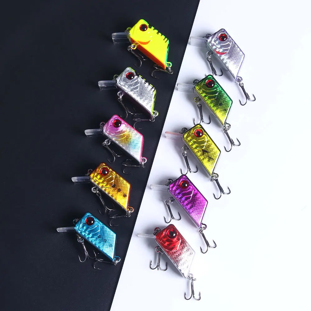 45mm 7g Mini Square Bill Hard Plastic Fishing Lure Crankbait 10PCS/SET