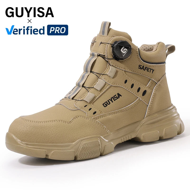 GUYISA Safety Boots Workwear Series Anti-smash and Anti-puncture Waterproof New Fashion Smart Buckle Safety Shoes for Men MegaBDM