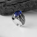 Wholesale Azuris VALKH1153 925 Sterling Silver Ottoman Men's Ring with Naturel Stone Agate Handmade in Turkey