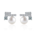 XEZ046 Women's Luxury Pearl Earrings Fashion Style 925 Sterling Silver Moissanite Diamond Earrings