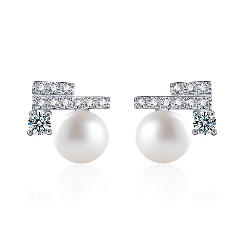 XEZ046 Women's Luxury Pearl Earrings Fashion Style 925 Sterling Silver Moissanite Diamond Earrings