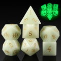 Hot Sale 7 Die Gemstone Dice DND Engraved Metal & Stone Fluorescent Handmade Polyhedral Set for Table Games