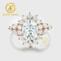 2.5 Carat Oval Cut Vintage Cluster Ring 14K 18K Rose Gold Halo Moissanite Engagement Ring