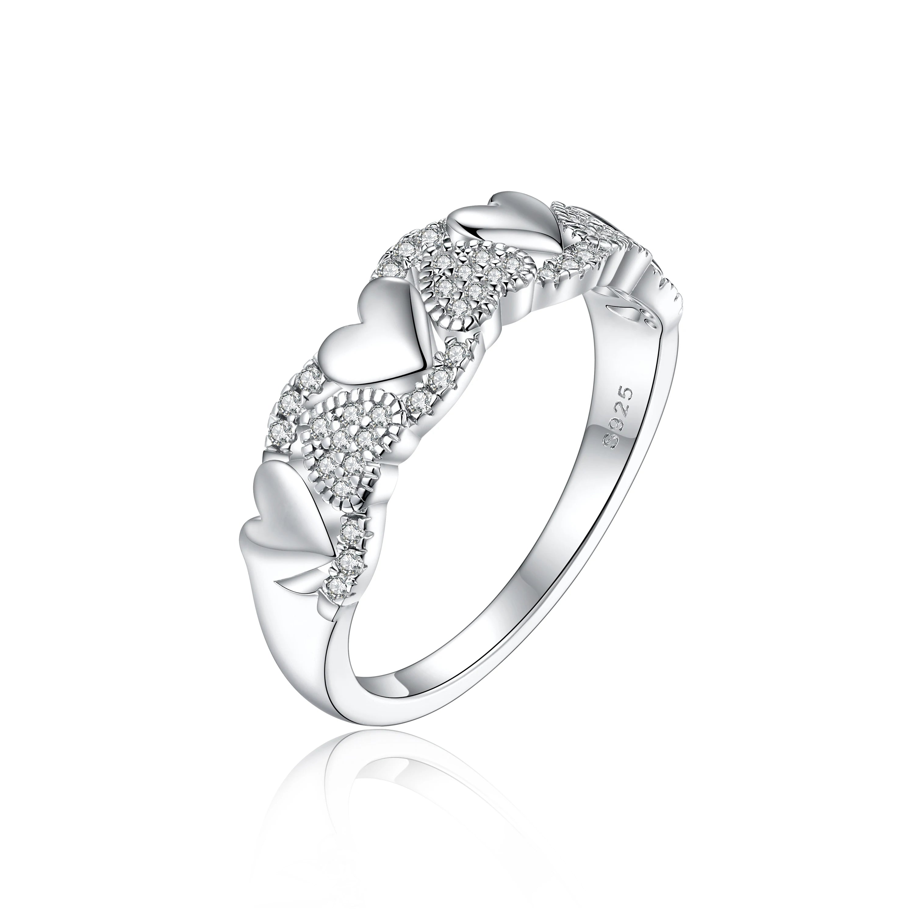 925 Silver Jewelry Original Wholesale 3a Zircon Rhodium Plated Trendy Finger Casual Silver Ring for Women