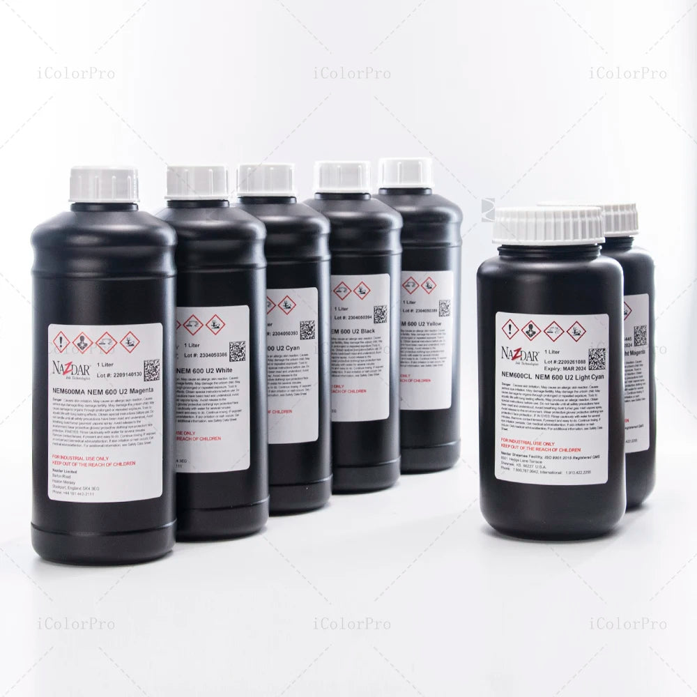 Excellent Color Brightness Original Nazdar NEM600 UV LED Curing Ink for Ricoh Gen5 Gen6 Toshiba Konica Printhead UV Printing Ink