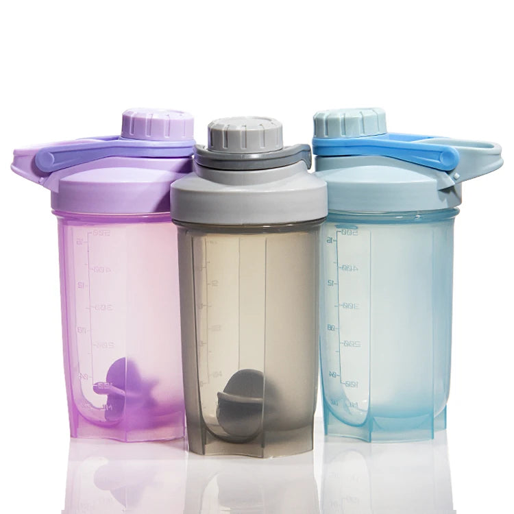 500ml Super Handhold Mixing for Gym BPA Free Leakproof Lid Shaker Single Wall Protein Powder Shaker Water Bottle
