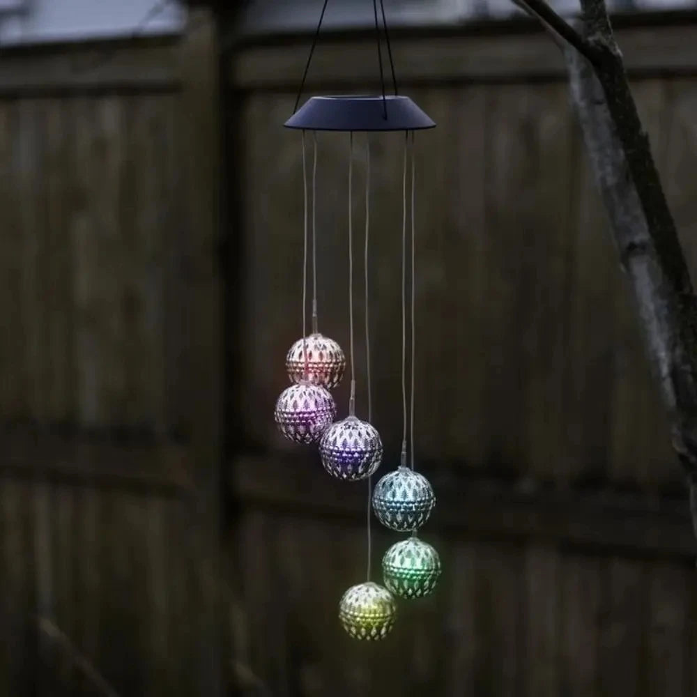 Factory Price Solar Wind Chimes Garden Lights 6 LED Balls Wind Bell Solar Light Waterproof Decorative Outside Windchimes