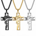 ARNAN Jesus Face Cross Pendant Necklace Stainless Steel Silver Plated Trendy Christian Religious Faith Jewelry Gift Women Men MegaBDM