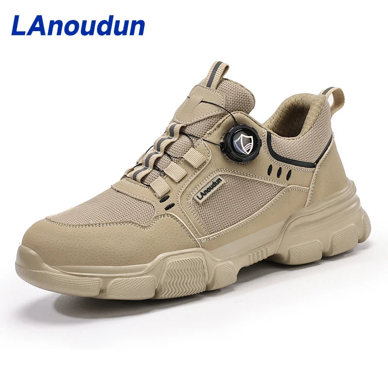 LAnoudun Smart Buckle Safety Shoes Anti-Puncture Microfiber and Steel Wire Cloth Safety Shoes