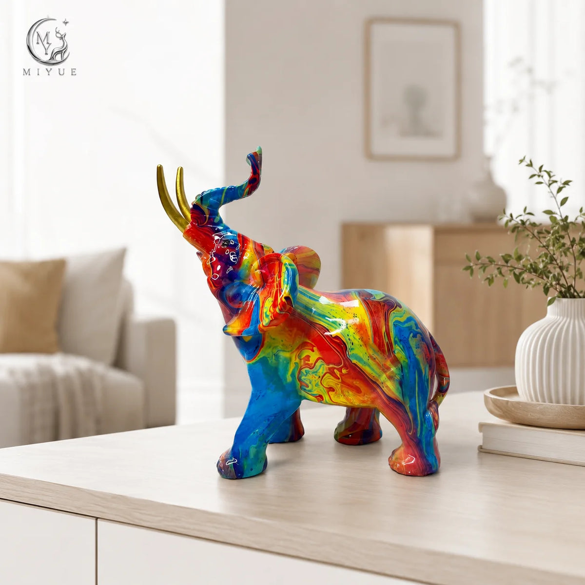 Handmade Creative Elephant Ornaments Home Living Room and Office Decorations Art Resin Crafts MegaBDM
