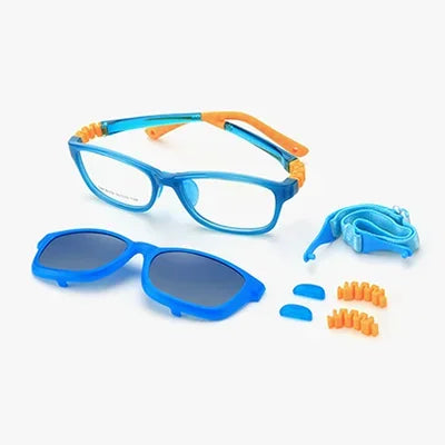 Custom Logo Wholesale Fashion 2 in 1 Kids Sunglasses Clips on Children Glasses With Chain