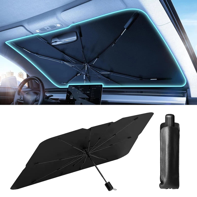 Custom Logo Printing  Car Dashboard Sun Protector Umbrella for Car Window Movable Car Sunblock Umbrella