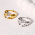 Beimai OEM Ring Irregular Personalized Design Waterproof Gold-plated Stainless Steel Open Women Ring