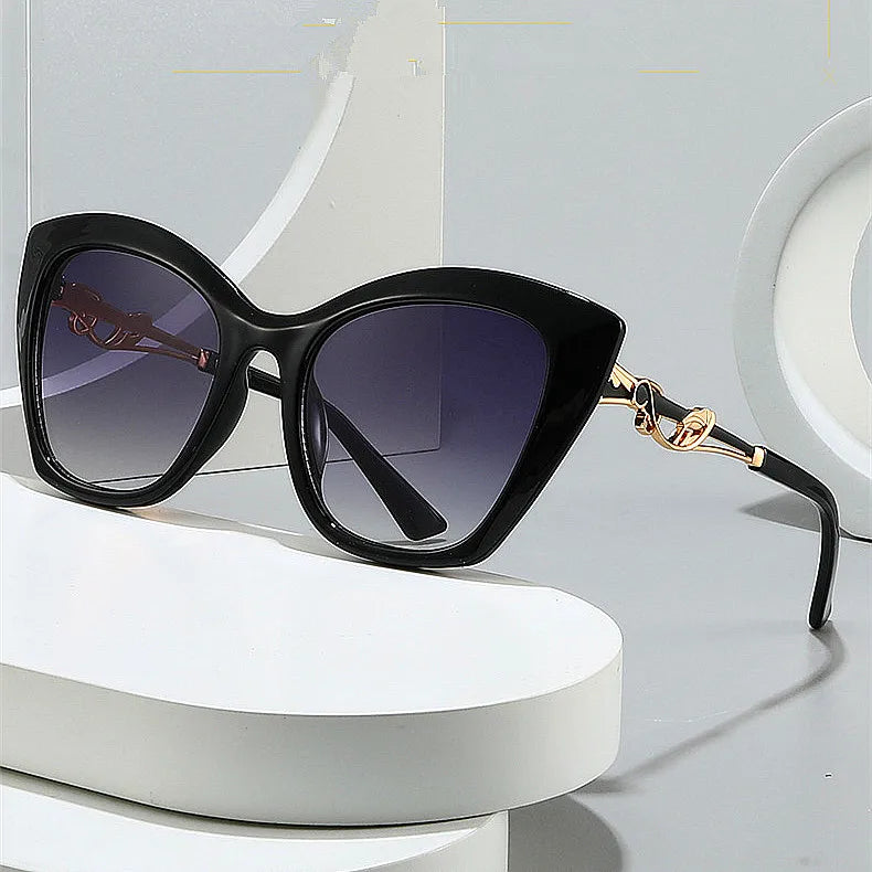 Custom Logo 2025 Fashion Retro Lady Colorful Big Frame Sun Glasses UV400 Oversized Cat Eye Women Sunglasses