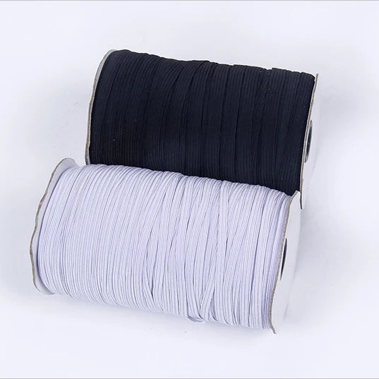 Bulk Stock Strong Stretchy Black/White Knitted Rubber Braided Elastic Band Flat Knitted Braided Elastic Binding Tape