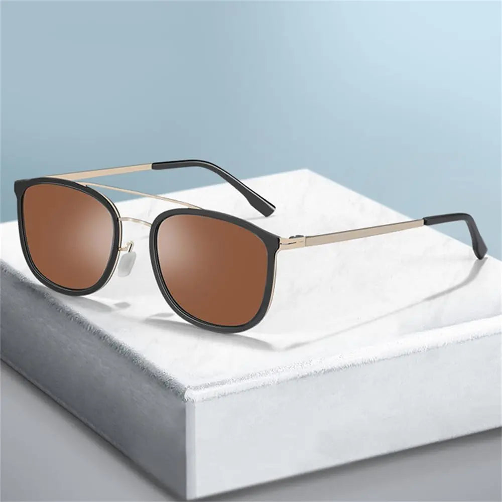 Gold Vintage Retro Style Square Sunglasses UV400 Optical Double Bridge Sun Glasses