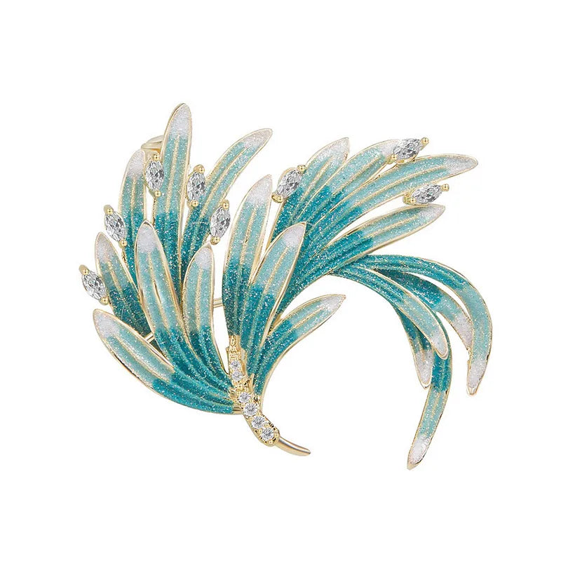 Wholesale Zinc Alloy Rhinestone Women Vintage Green Fancy Brooch Pins Suit Accessories
