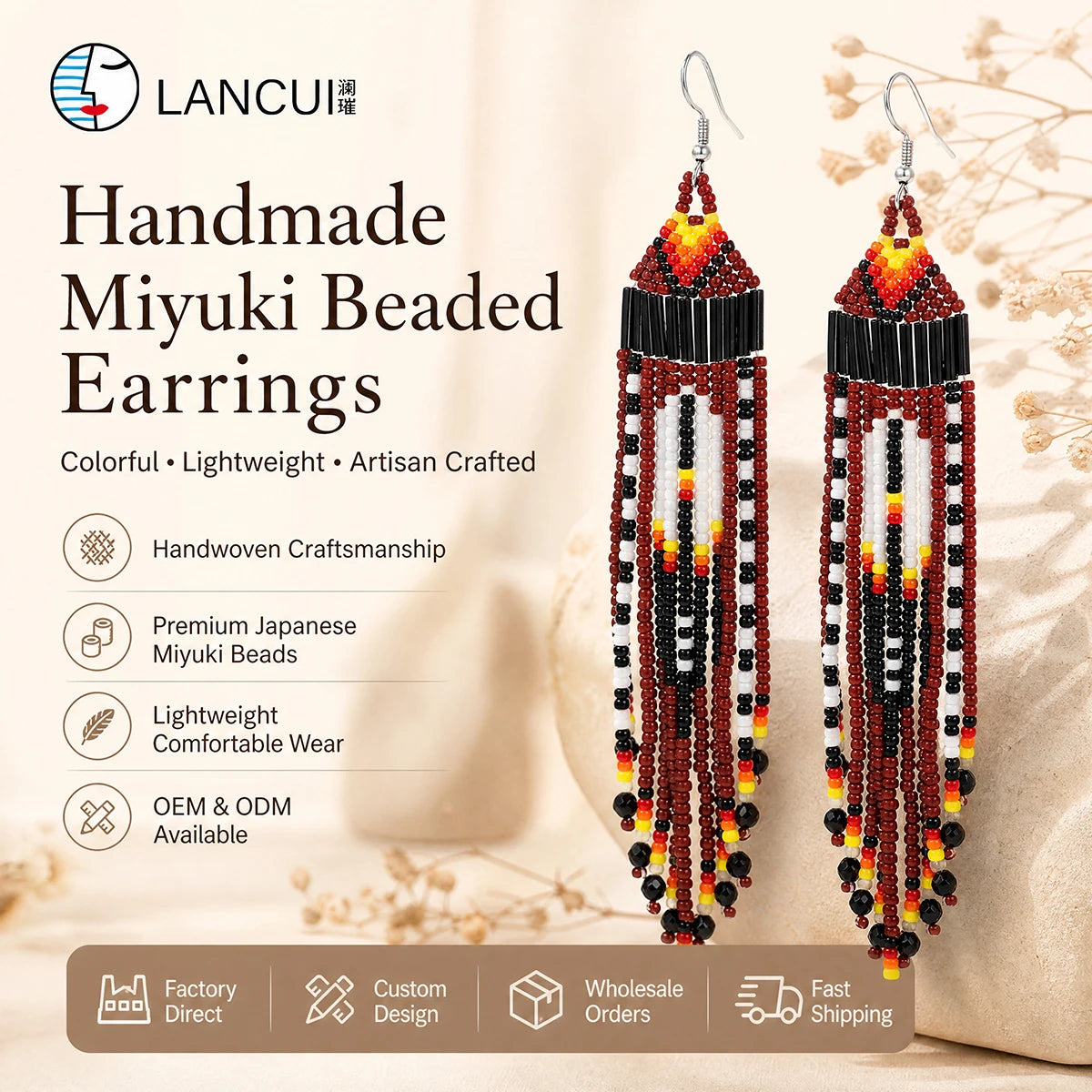 2025 Colorful Luxury Fancy Drop Hanging Miyuki Seed Beads Tassel Long Earrings for Women