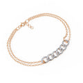 DiamondX Custom 18K Rhodium Plated White Gold Sparkling 6 Circle Link Natural Diamond Women's Double Bracelet-Gift & Party